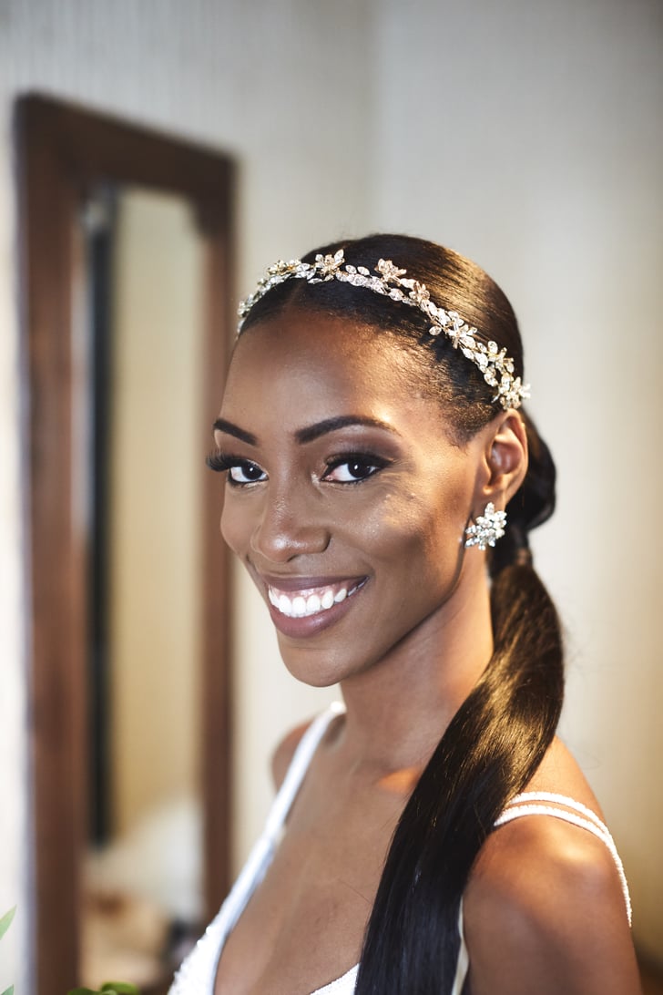 Tight Ponytail With Flower and Diamond Halo | Bridal ...