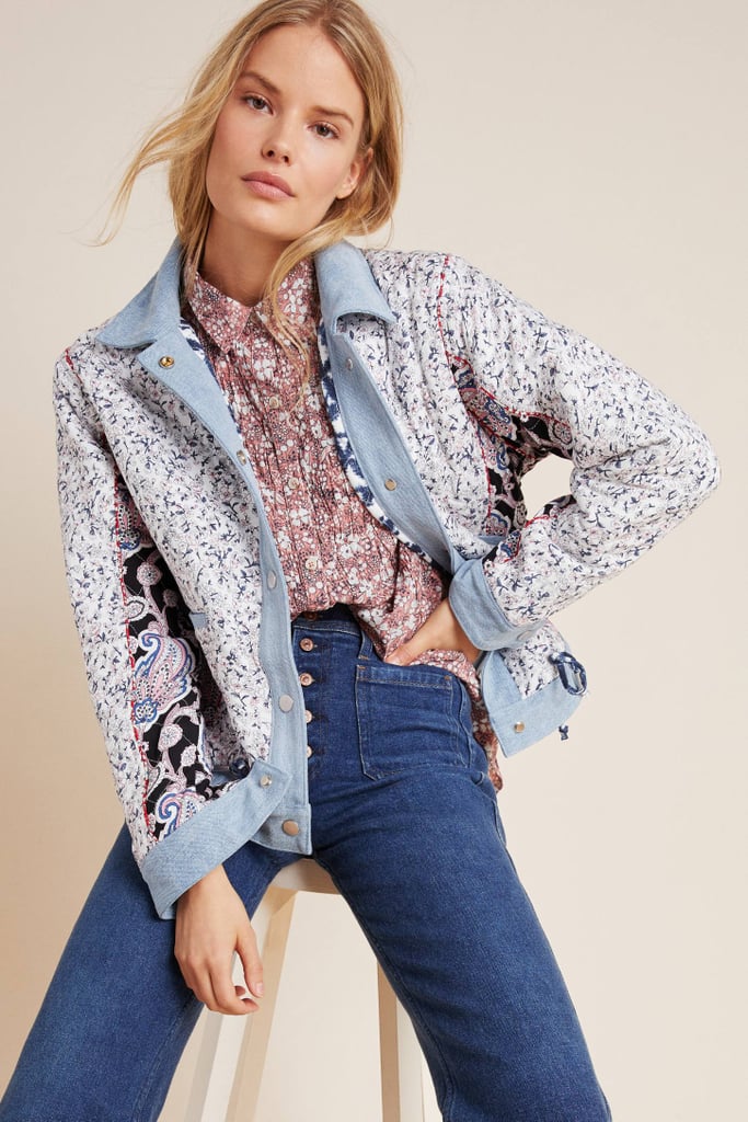 Denim-Trimmed Reversible Patchwork Jacket