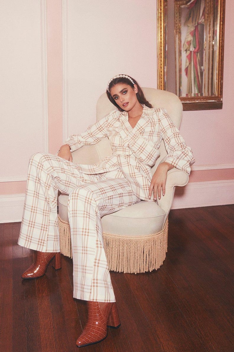 Taylor Hill x Boohoo Wide Leg Checked Trouser
