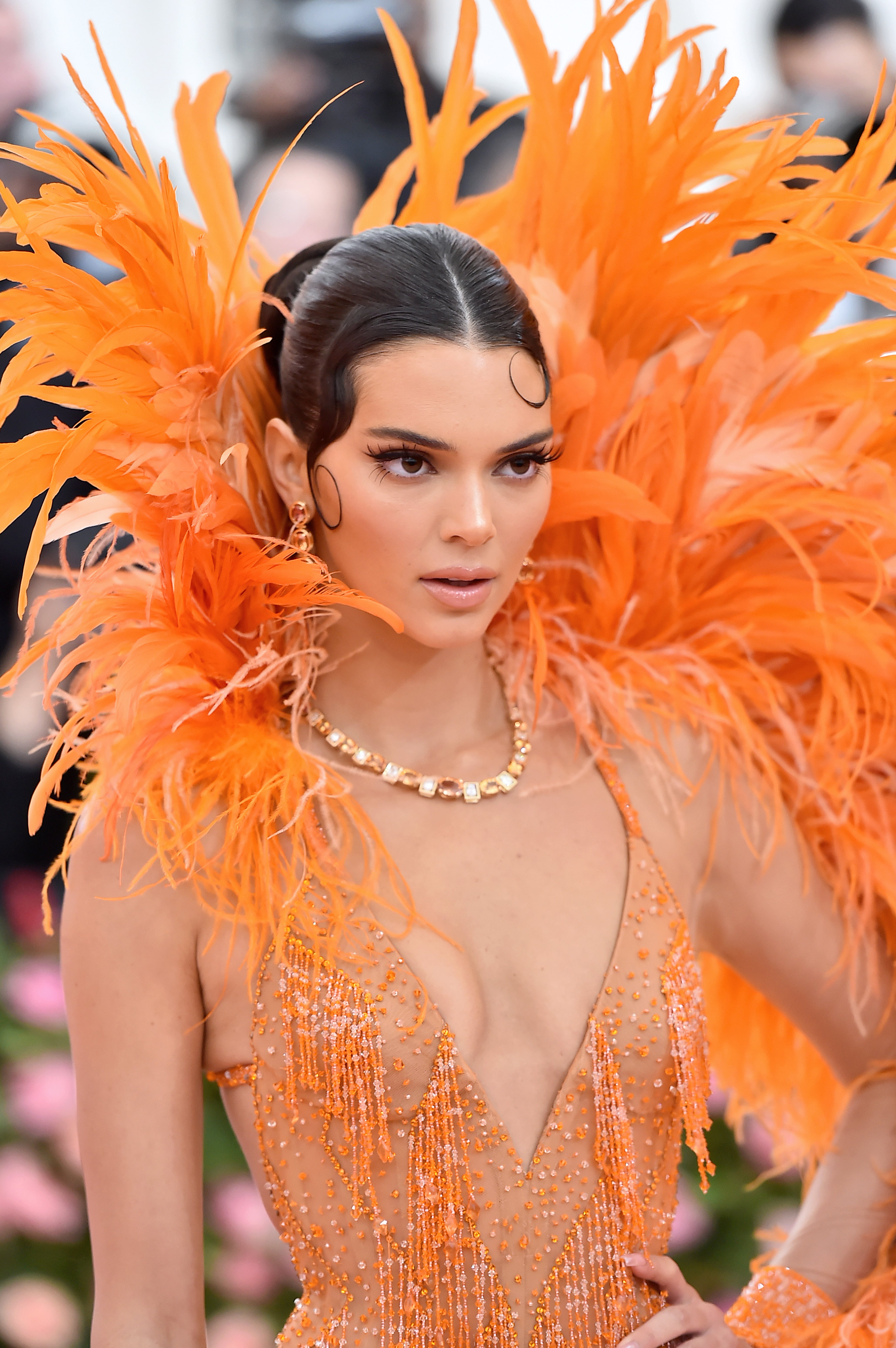 kendall jenner orange dress met gala Every Kendall Jenner Met Gala Look, From 2014 To Now