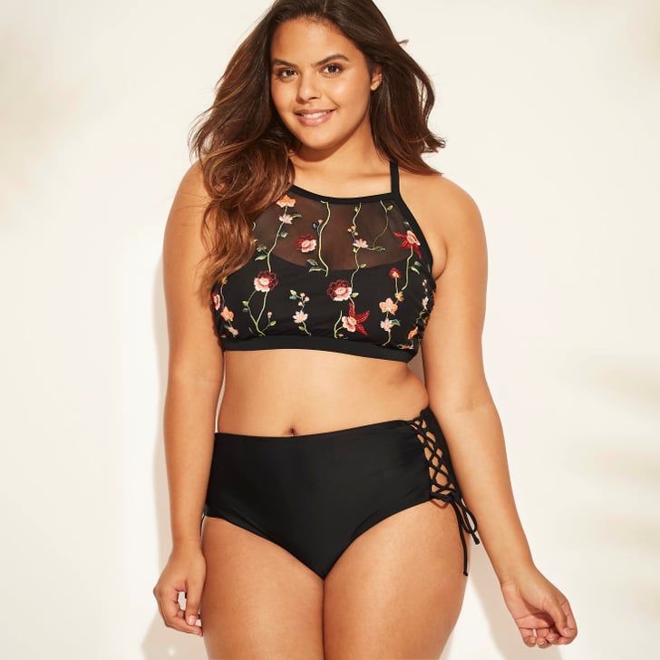 Mesh high clearance neck bikini top