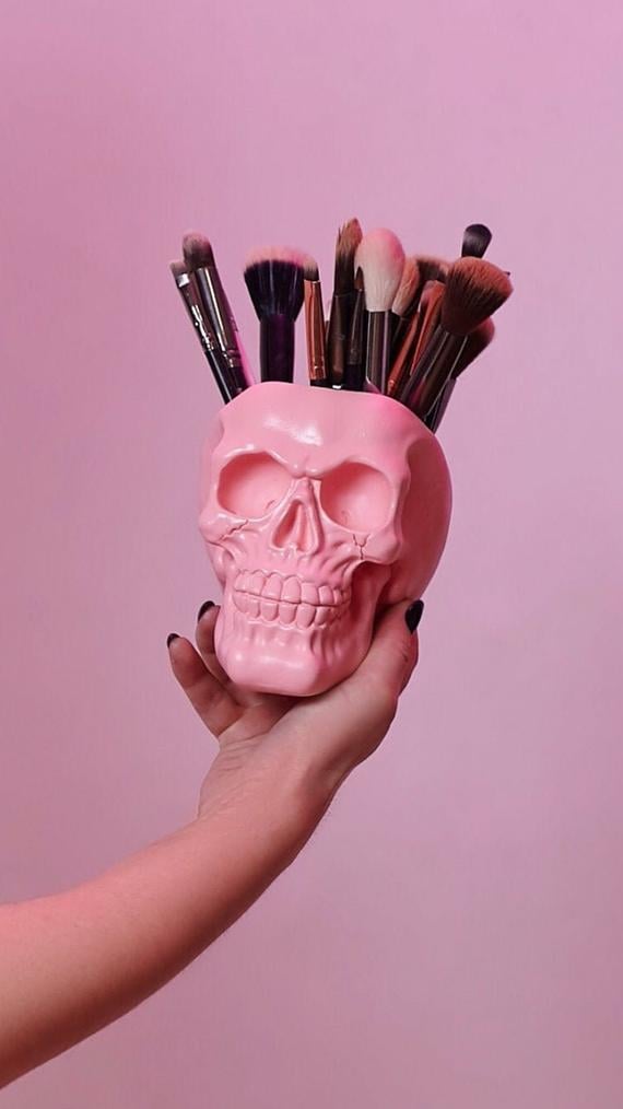 Skull Makeup Brush Holder