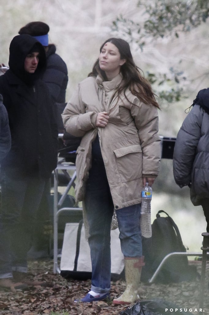 Justin Timberlake Visits Pregnant Jessica Biel on Movie Set