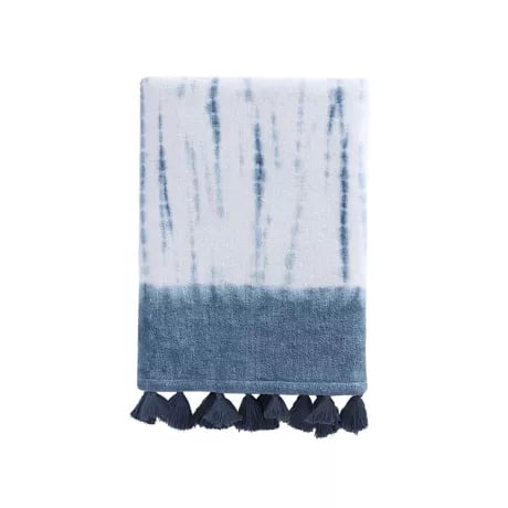 Sienna Tie Dye Stripe Bath Towel in Blue