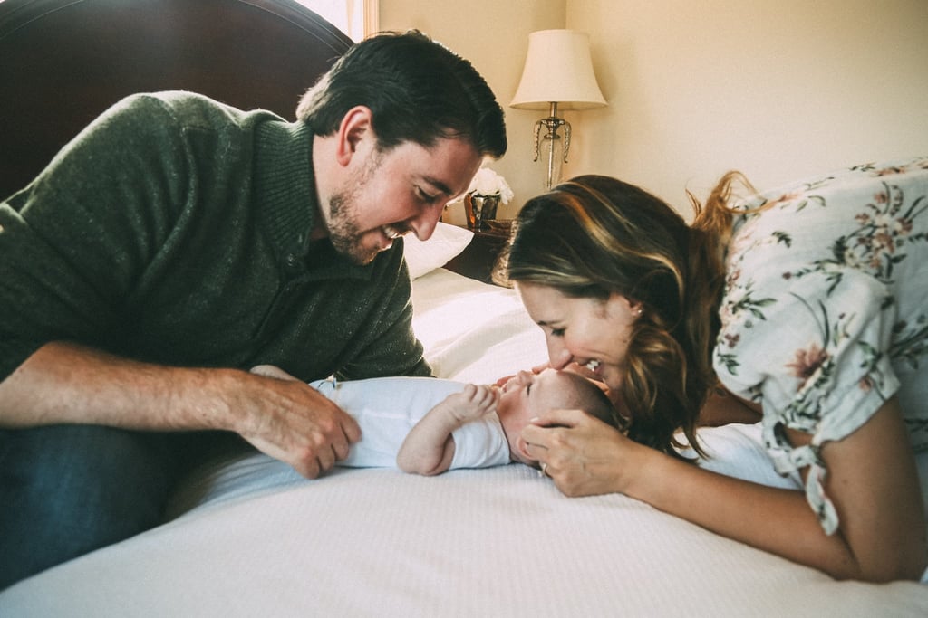 It was, without a doubt, the hardest month of my life. My husband was still traveling for work, and virtually every day was filled with fearful tears that would sit just behind my eyelids, waiting for a trigger. The newborn on the subway or the well-meaning friend asking me how I was feeling would turn on the faucet. Every time family asked me if we had names, I literally wanted to scream. The 12-week mark came and went — the cheesy Facebook announcement we had planned on crafting was in a perpetual holding period. I was always standing on the edge of either immense happiness or unimaginable sadness.
Every day was filled with fearful tears that would sit just behind my eyelids, waiting for a trigger.
I've thought a lot about this, and I wish I'd never blindly agreed to the genetic testing. I wish I'd read more about it. I wish I'd prepared myself for the outcome. But most of all, I wish I'd had the genetic testing done before getting pregnant. That's what my doctor meant when he said we were poster children. We were both perfectly healthy with no serious family conditions — there was never a cause for concern.
Until there was.
The amnio came back three weeks later, when I was 19 weeks pregnant. All was fine. In fact, he wasn't even a carrier — a result I found almost alarming. That 25 percent could have gone either way.
We were back on track, business as usual. But it was hard suddenly having to engage again, be excited again. The first half of my pregnancy was clouded in shadows, so when the sun finally came out, we didn't trust it.
Eventually, the morning sickness subsided and being pregnant became more of a blessing than a daunting sentence. The next two trimesters went by totally uneventfully, and minus the fact that he was 12 days late, he was born a healthy boy — for which we are so, so grateful.
So what will happen if/when we want to have another baby? We have a few options. We can use IVF to "discard" any eggs that carry the gene. Or we could conceive the old-fashioned way and get a CVS (similar to an amnio) at seven weeks, with a greater chance of miscarriage. Or we could get an amnio again at 16 weeks. Either way, I'm happy to have options and the ability to go into our next potential pregnancy eyes wide open.
In the meantime, we are just happy to have our wonderful little Gabe. Short for Gabriel. Meaning "God is my strength."