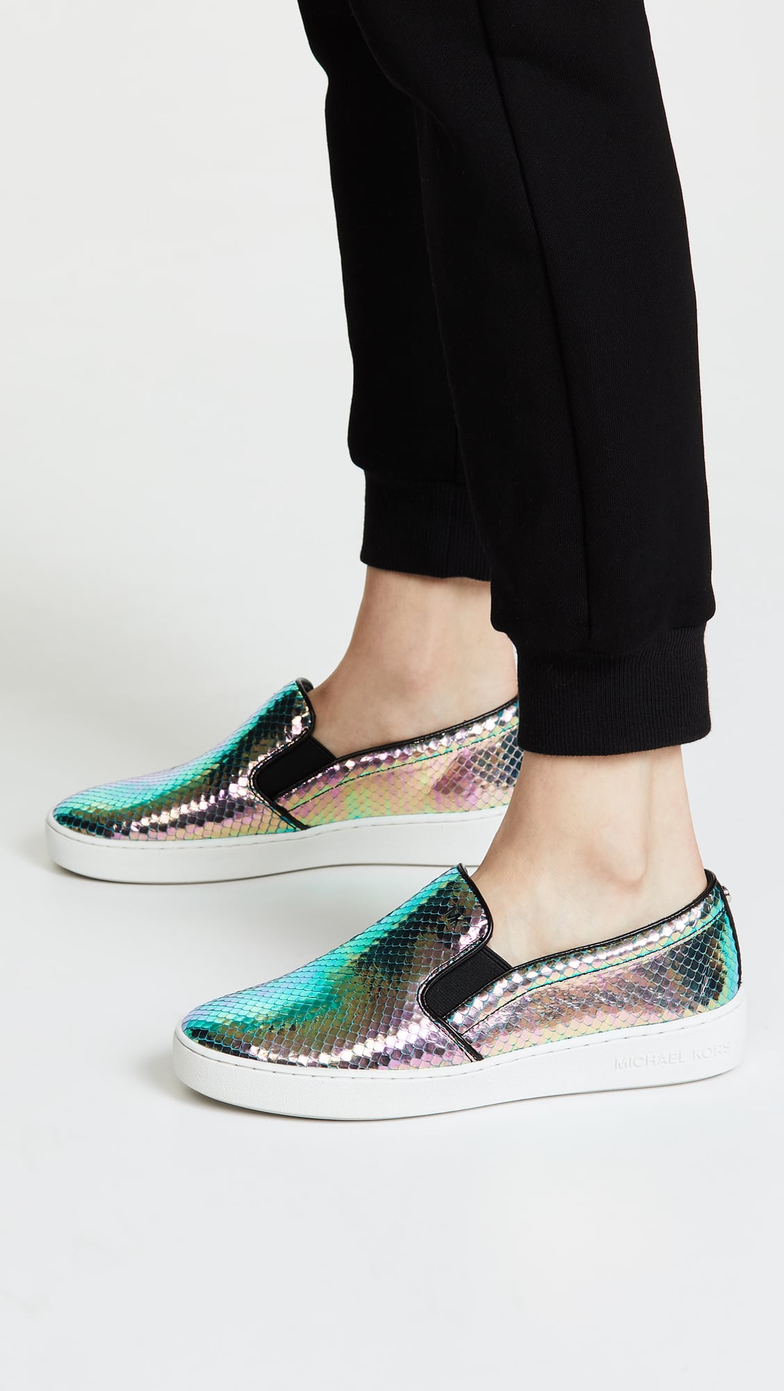 iridescent slip on shoes