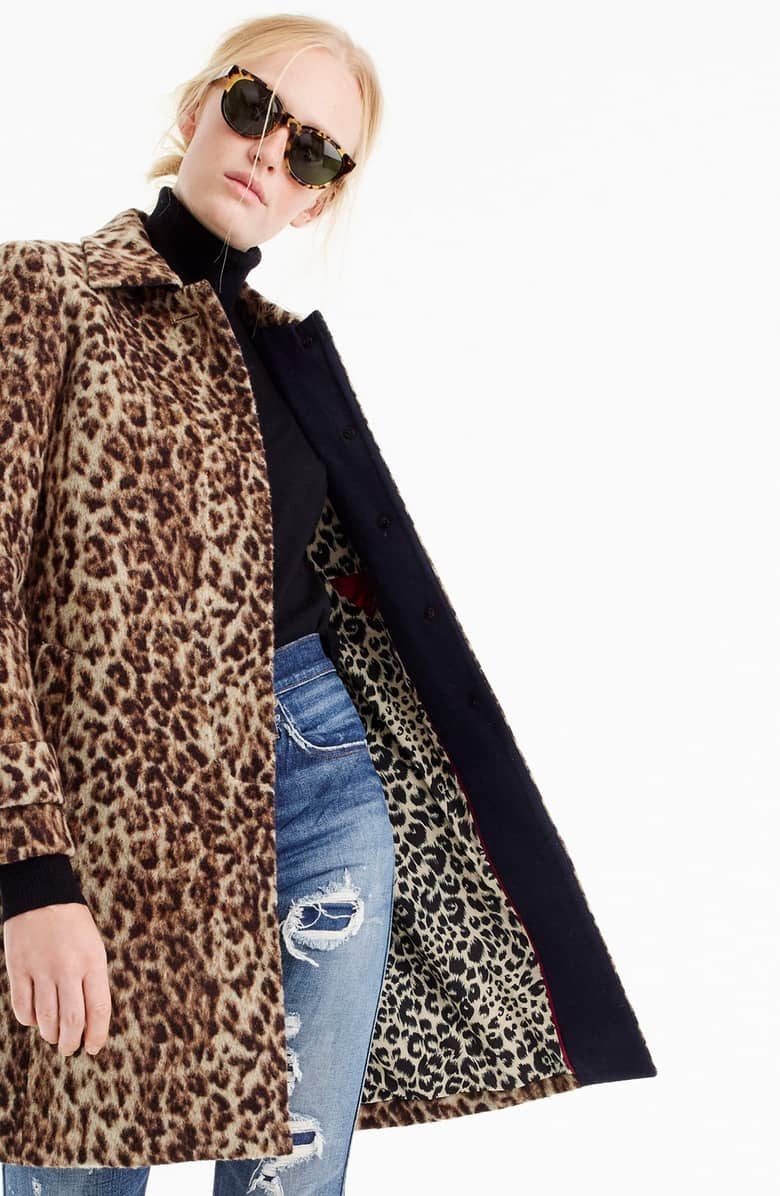 leopard coat j crew