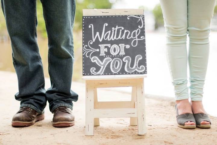 A Waiting For You Chalkboard Sign