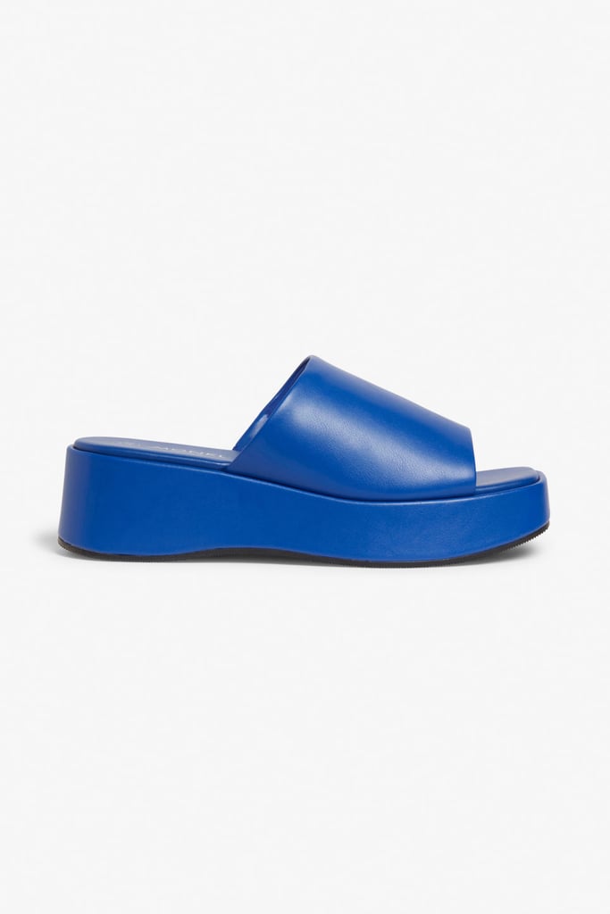 Best Chunky Sandals:  Monki Blue Faux Leather Platform Sandals