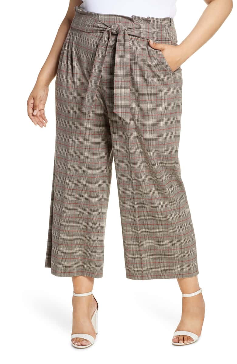 1.STATE Acoustic Plaid Paperbag Waist Crop Pants Starting at