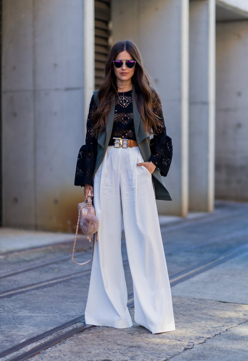 The Double-Buckle Belt Makes a Statement Over Wide-Leg Trousers
