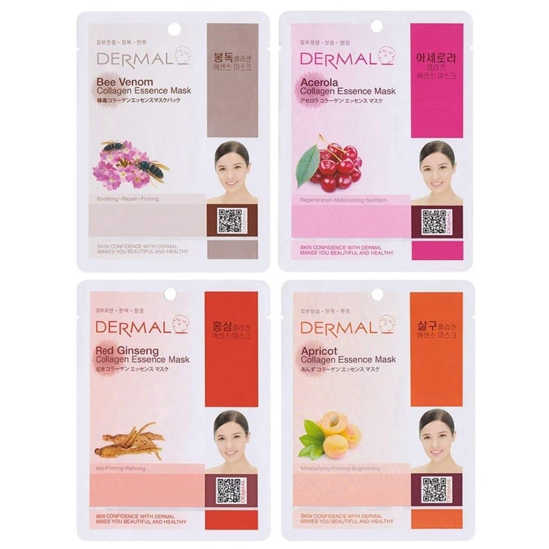 Dermal Collagen Essence Full Face Facial Mask Sheet, 16 Combo Pack