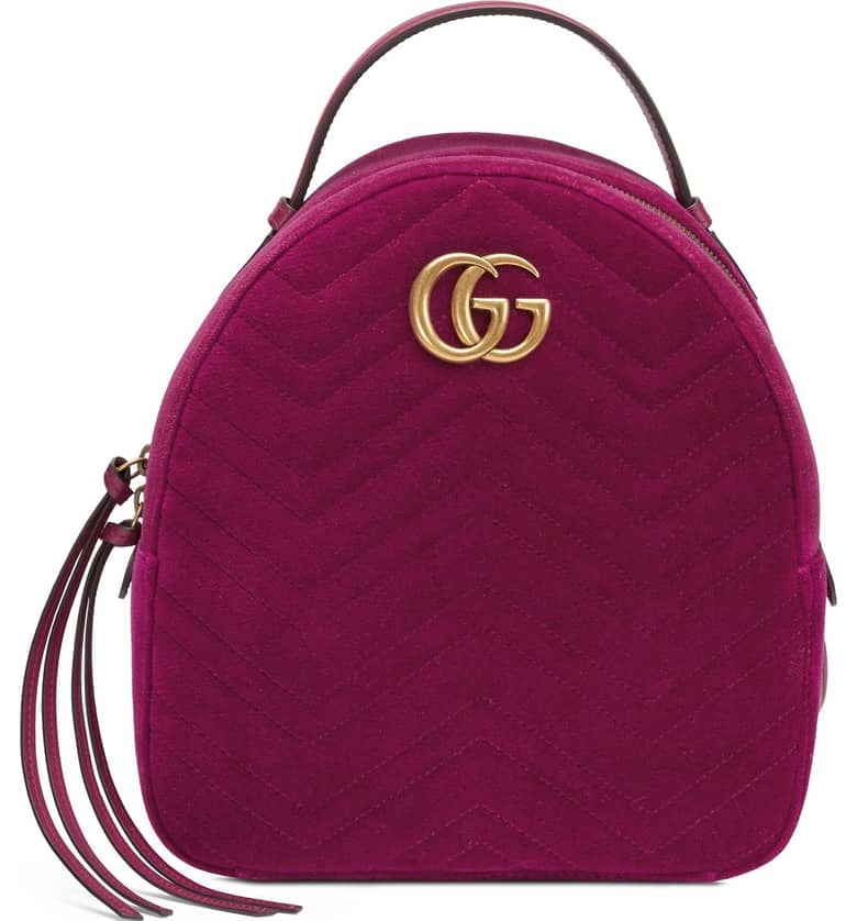 Gucci GG Marmont 2.0 Matelassé Quilted Velvet Backpack