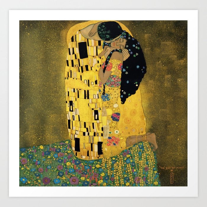Curly Eersion of The Kiss by Klimt Art Print by Tallncurly