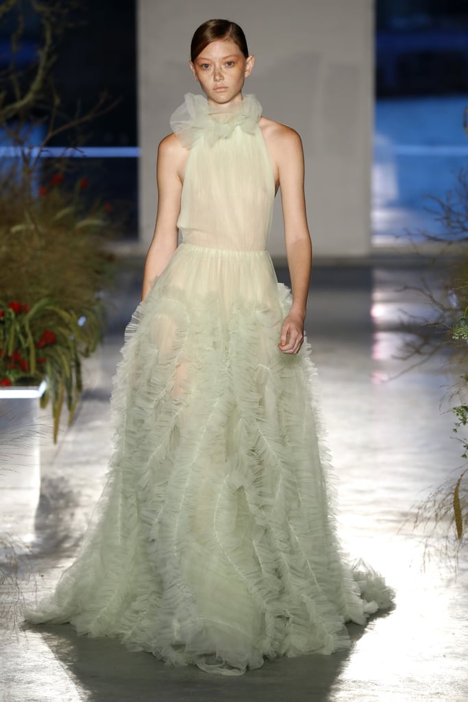 A Green Feathered Dress From the Jason Wu Runway at New York Fashion Week