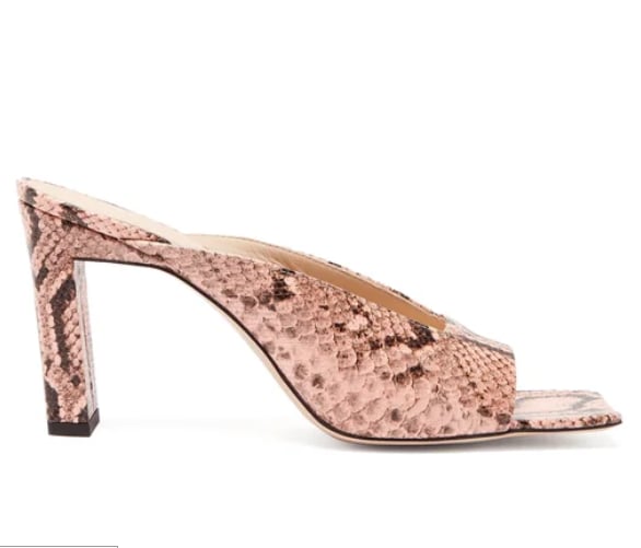 Wandler Isa Square Open-Toe Python-Effect Leather Mules