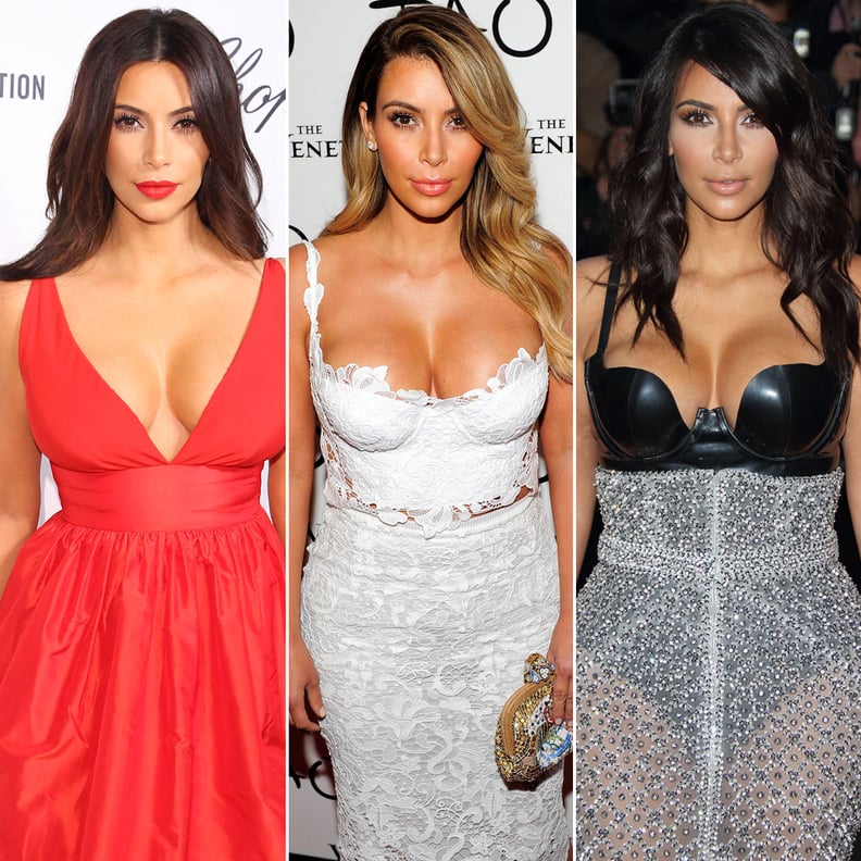 Kim Kardashian showed off the most amount of cleavage in a super low-cut  dress