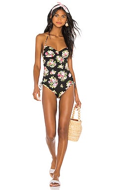 Zimmermann Honour Ruched One Piece in Black Floral