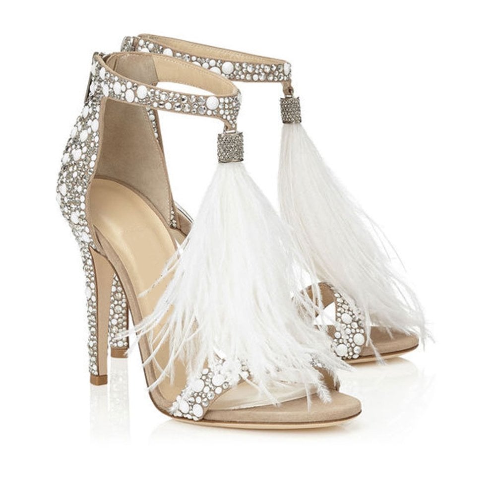 azmodo Women's Wedding Dress Party & Evening Stiletto Heel Pearl Tassel