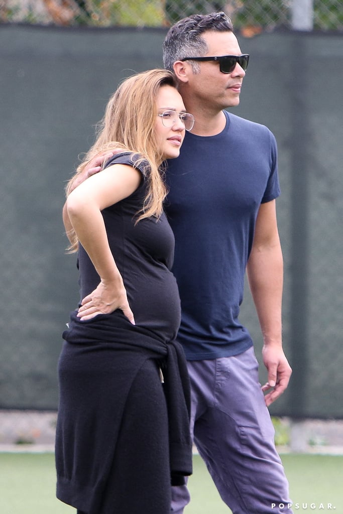 Jessica Alba and Cash Warren Hugging September 2017