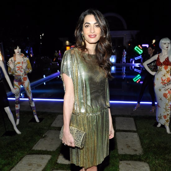 Amal Clooney Wearing Gold Vintage Versace Dress