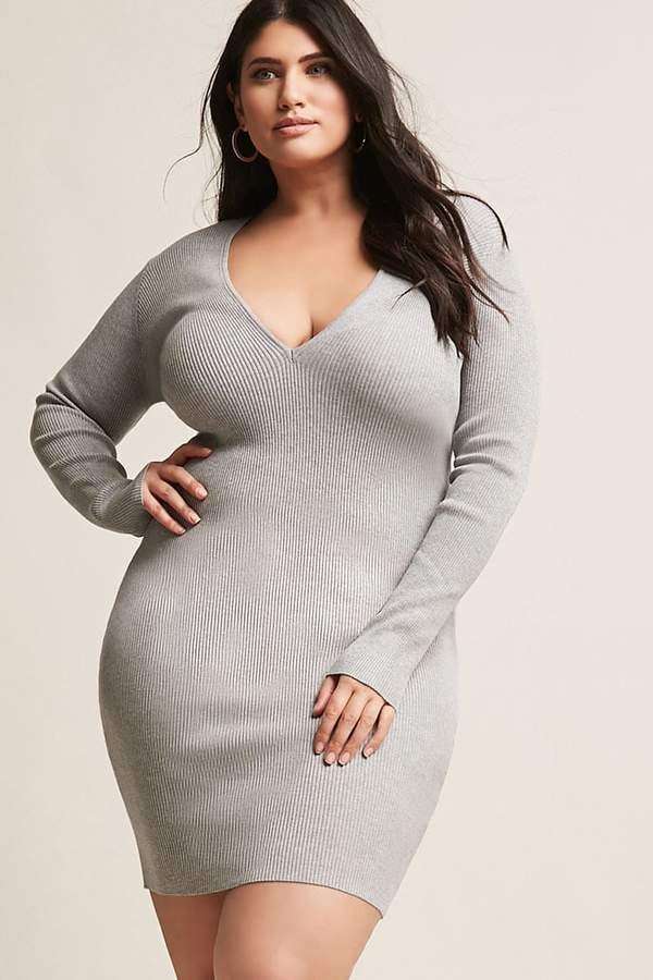 Forever 21 Ribbed Plunging Bodycon Dress