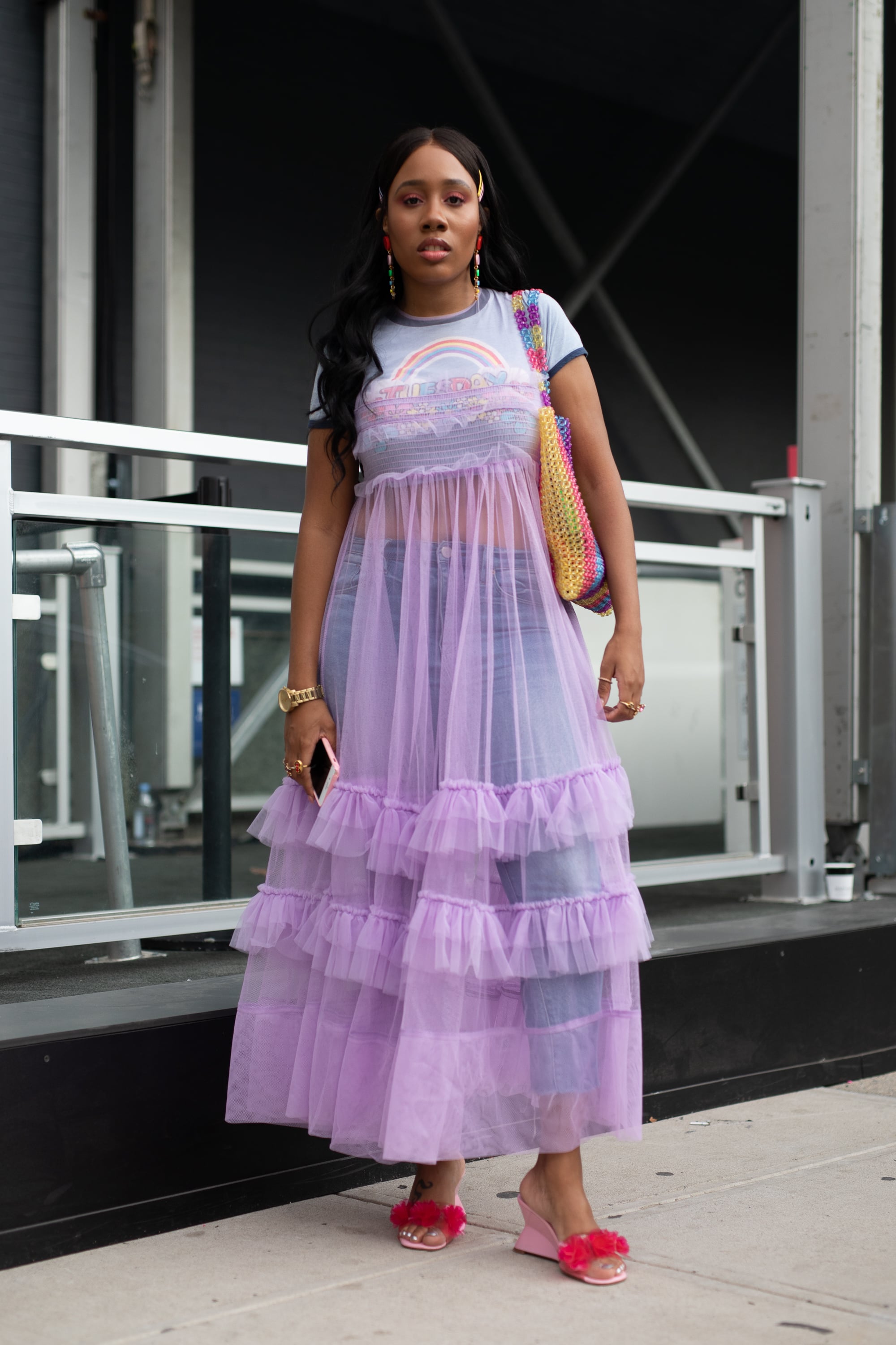 sheer purple dress