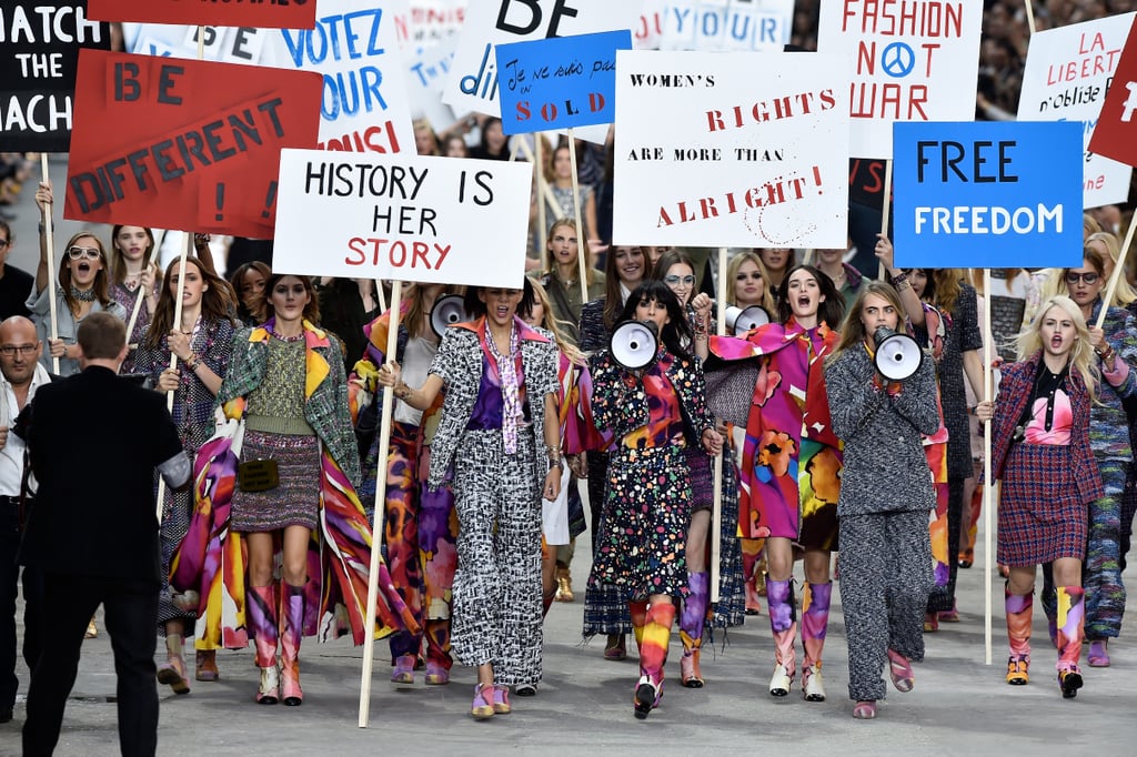 Chanel Spring 2015 Fashion Show Protest Pictures POPSUGAR Celebrity