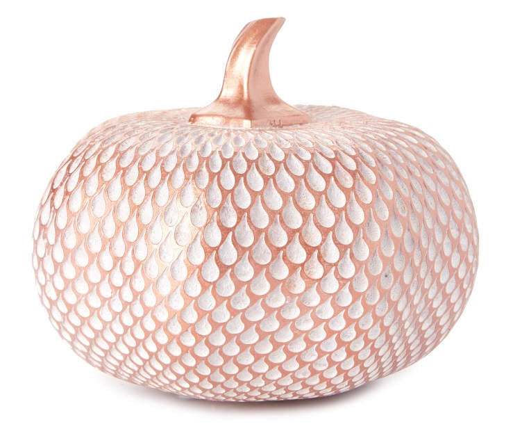 Rose Gold Carved Resin Pumpkin Tabletop Décor