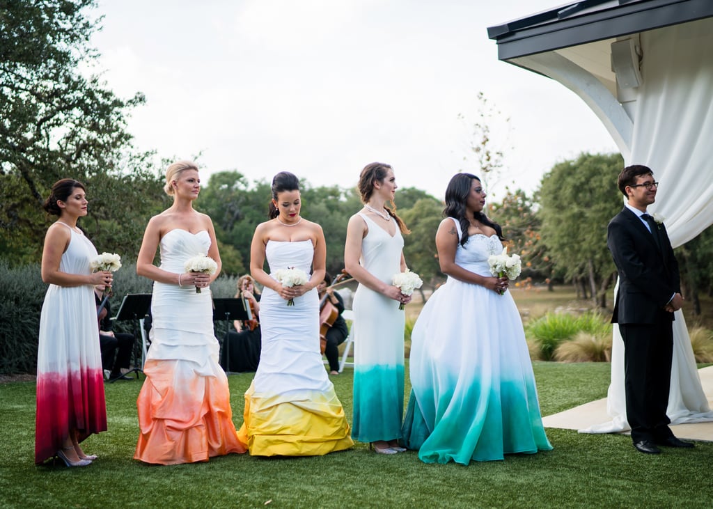 Wedding With Bridesmaids in Rainbow Dresses
