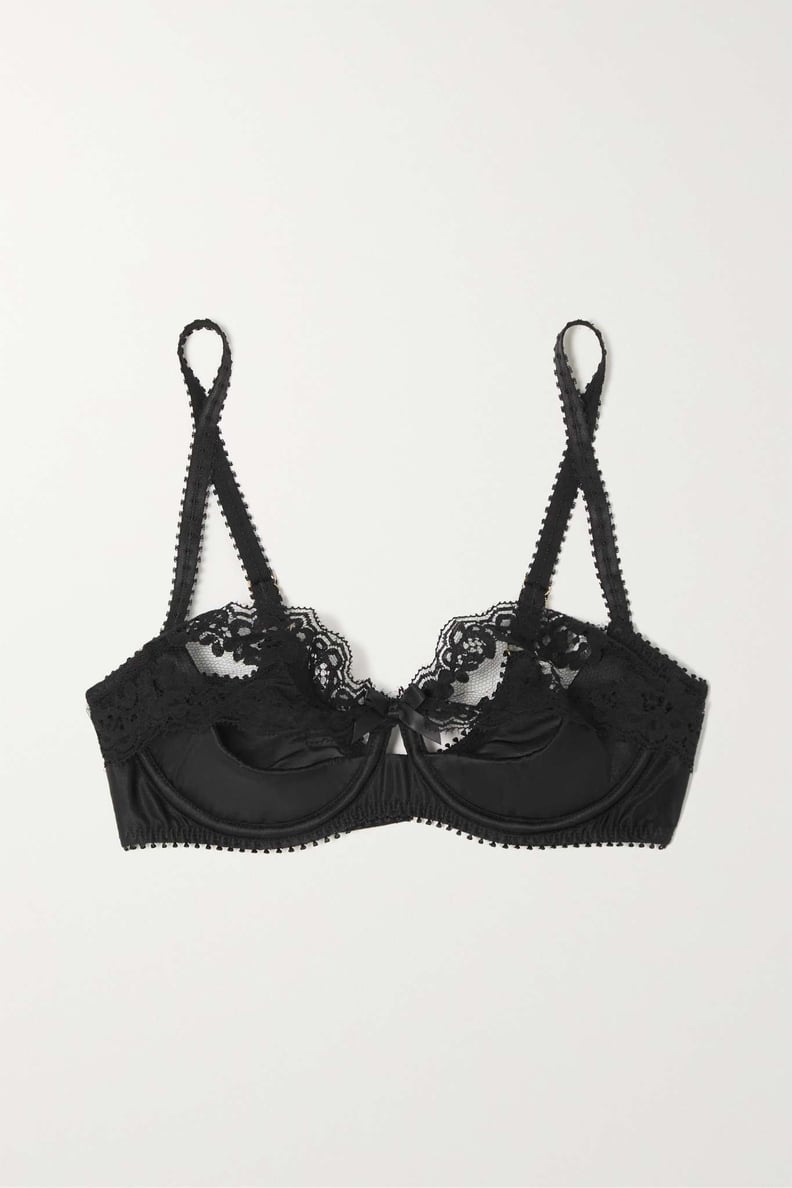Agent Provocateur Lacy Leavers Lace and Silk-Satin Underwired Balconette Bra