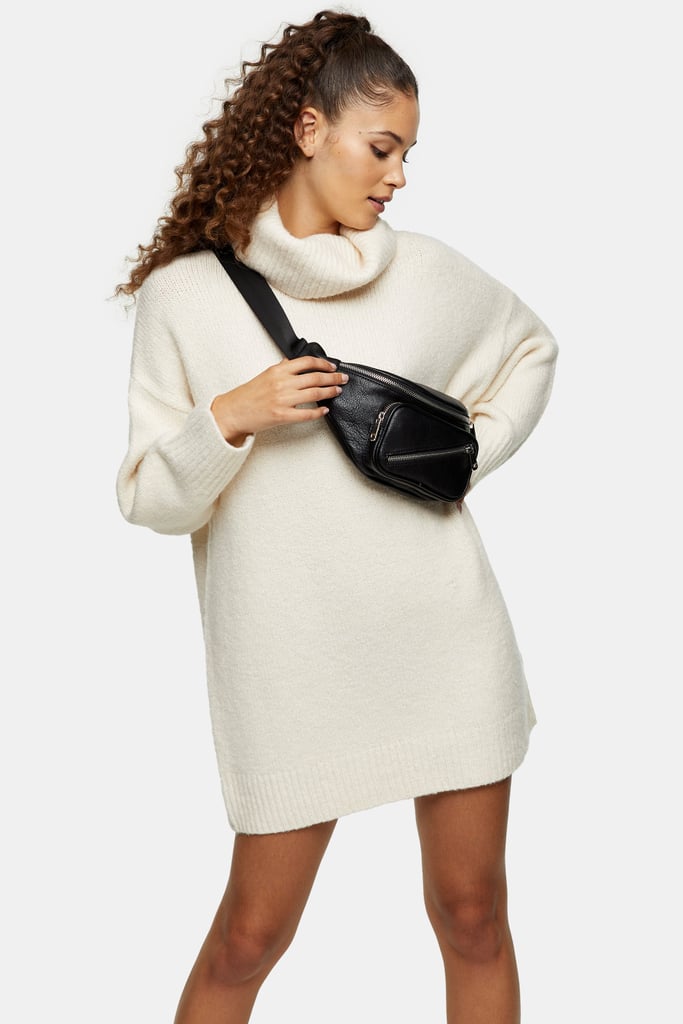 Oversized Roll Neck Knitted Sweater Dress