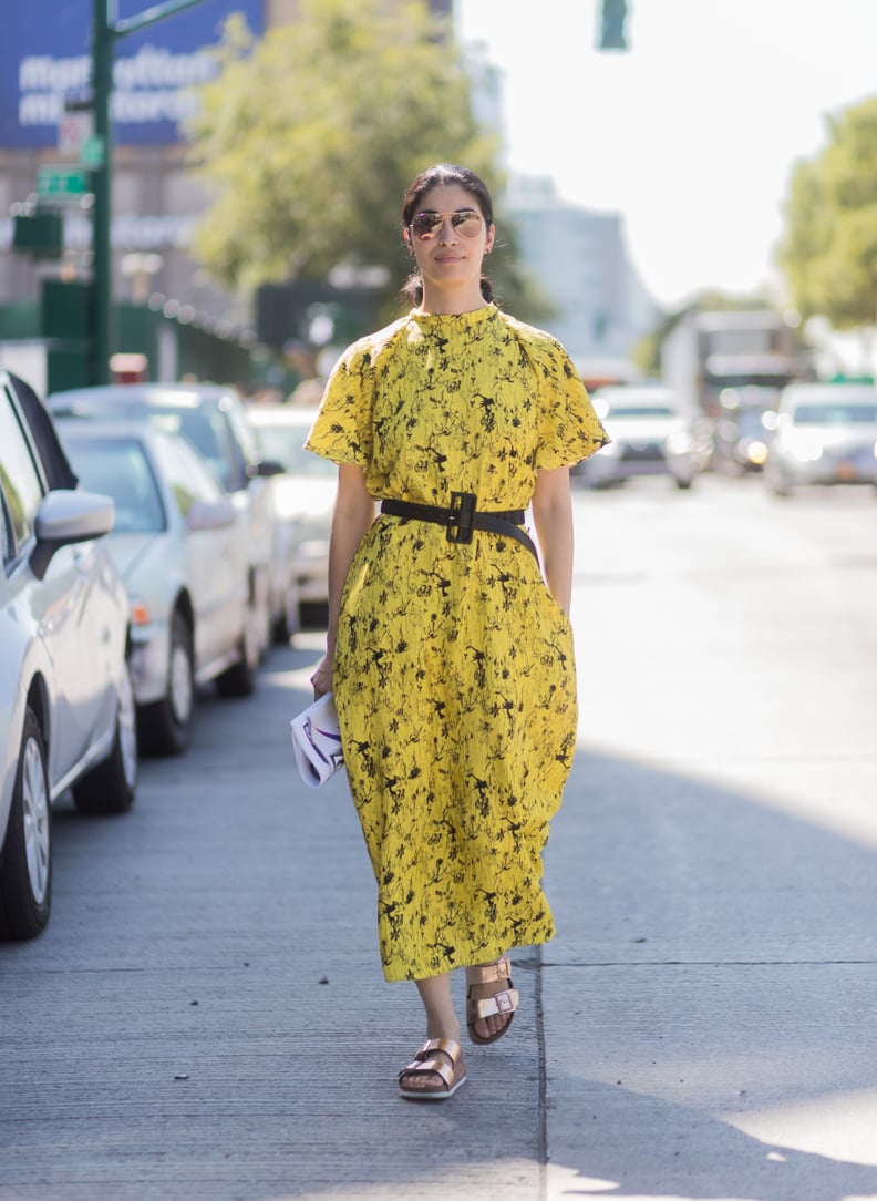 Wear Your Brightest Floral Dresses With Metallic Sandals