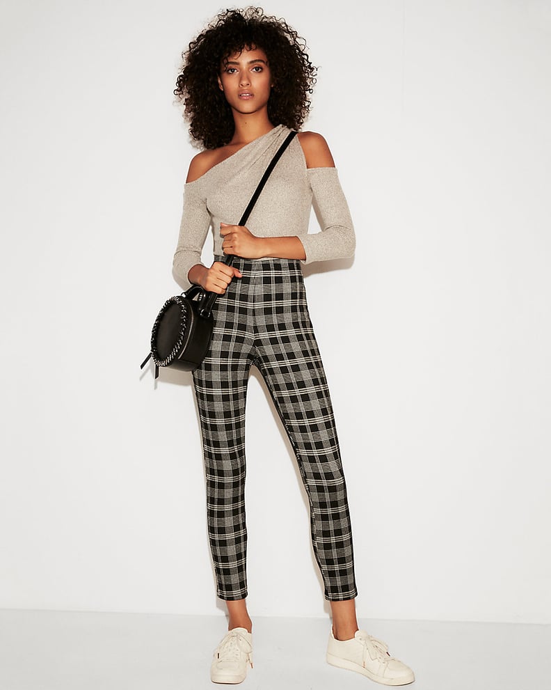 Express High-Waisted Cropped Plaid Leggings
