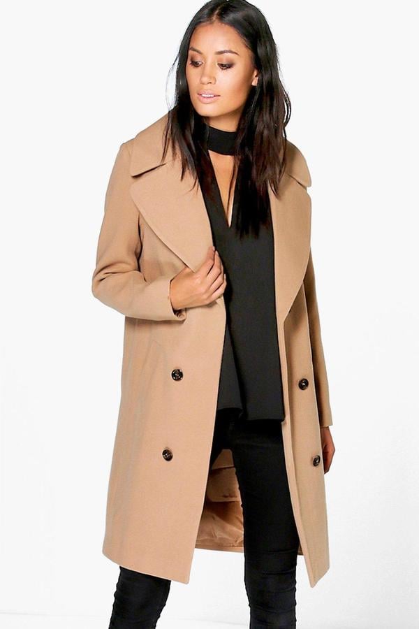 Boohoo Maya Oversized Collar Double-Breasted Coat