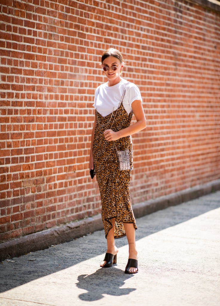 When a slip dress feels too bare, layer a t-shirt underneath.