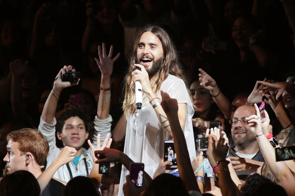 Jared Leto lit up the crowd with his smile while performing with his band Thirty Seconds to Mars in San Juan, Puerto Rico, on Friday.