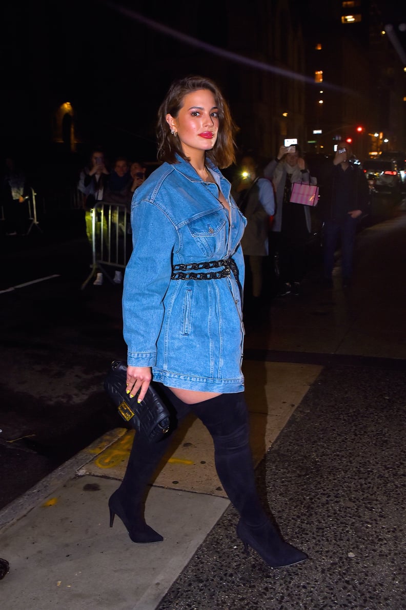 Ashley Graham Wearing a Fendi Baguette in New York City, 2019