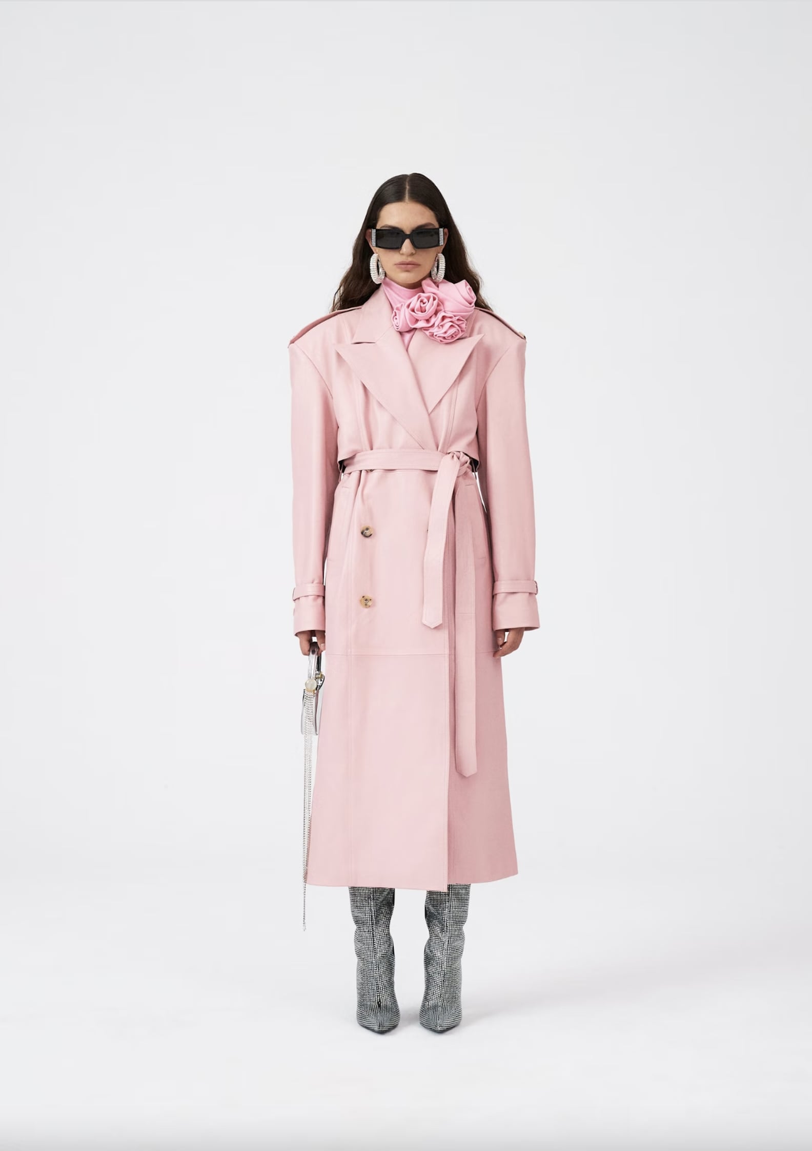 J Lo Wears Pink Magda Butrym Dress and Leather Trench Coat | POPSUGAR ...