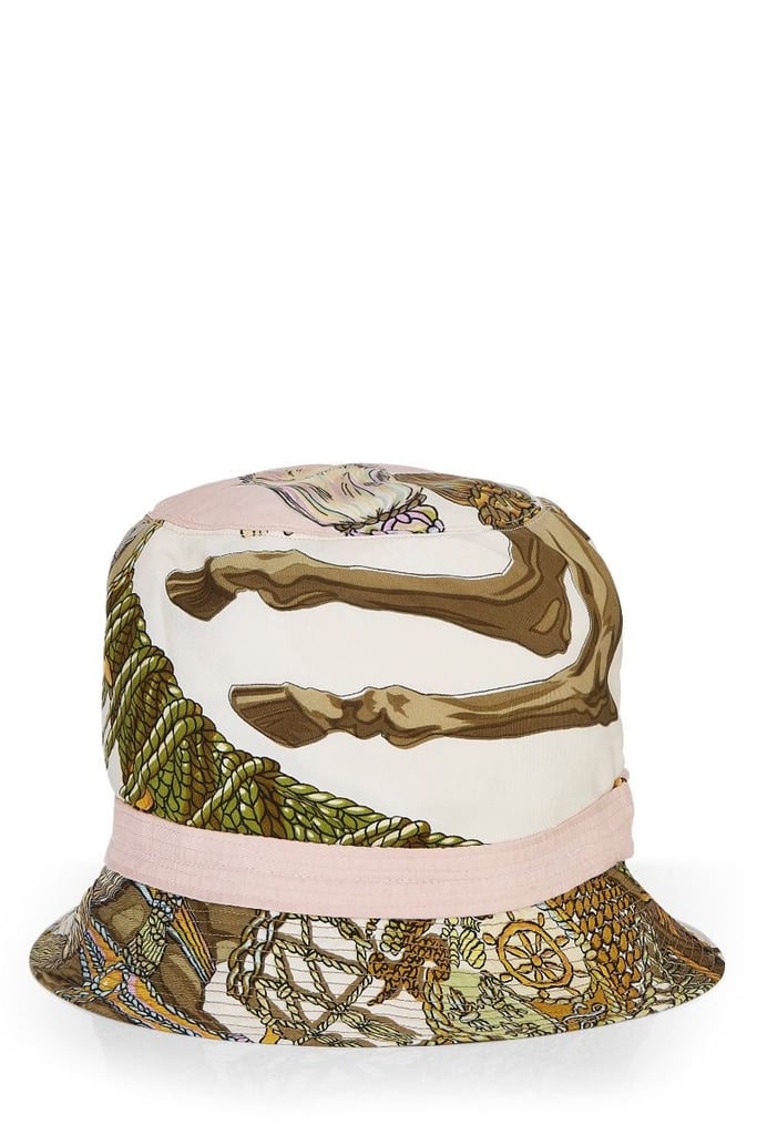 Hermès Cream Silk Motif Bucket Hat