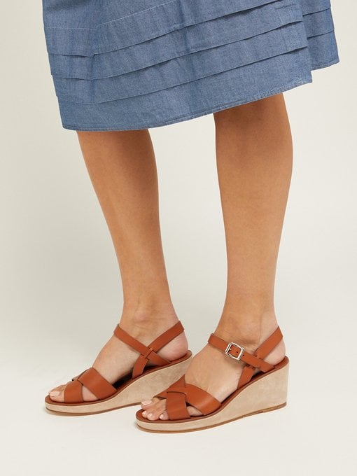 A.P.C Judith Leather and Suede Wedge Sandals | Best Sandals 2020 ...