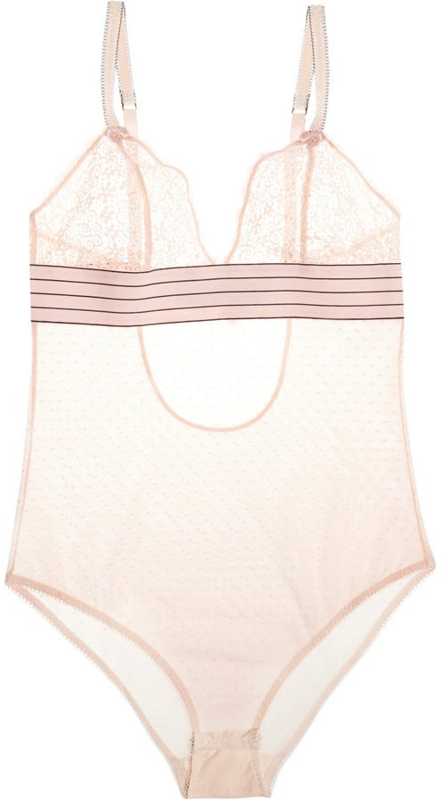 Stella McCartney Millie Drawing Lace and Swiss-Dot Tulle Bodysuit ($42)