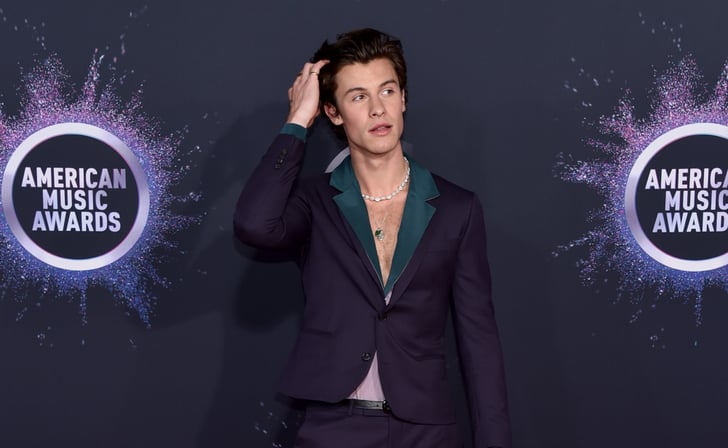 Shawn Mendes Wears an Indigio Suit and Necklaces to the AMAs