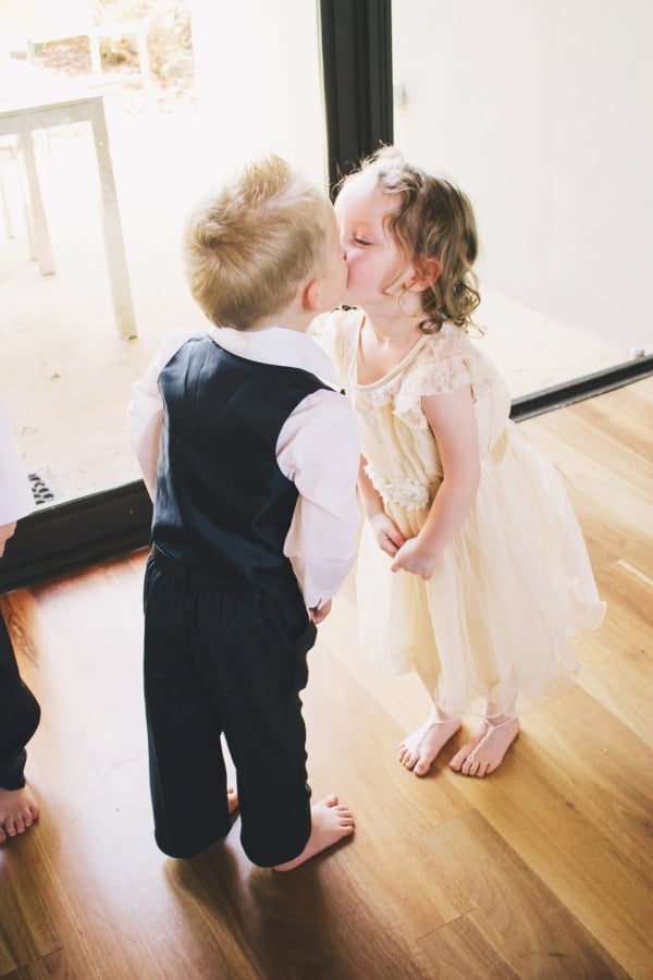 Adorable Flower Girls and Ring Bearers Kissing