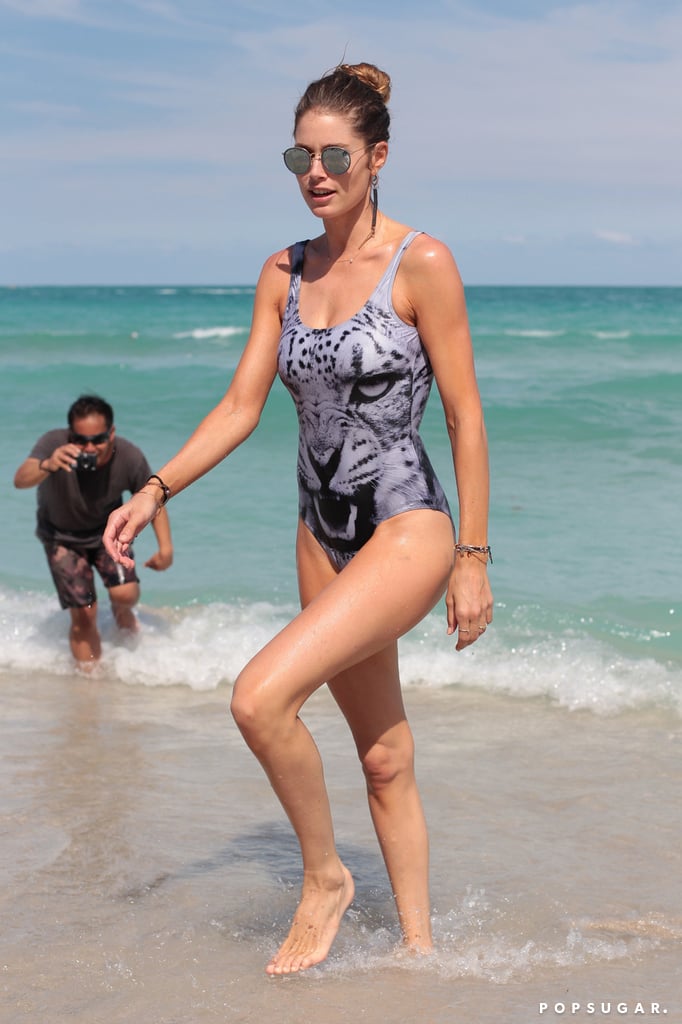 Doutzen Kroes Wearing a Swimsuit on the Beach in Miami