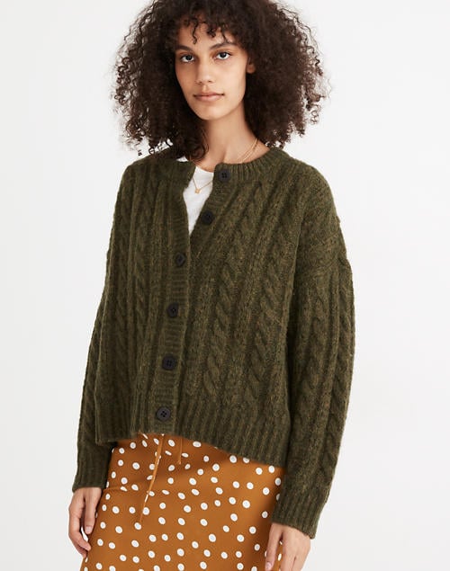 Pointelle Cable Cardigan Sweater