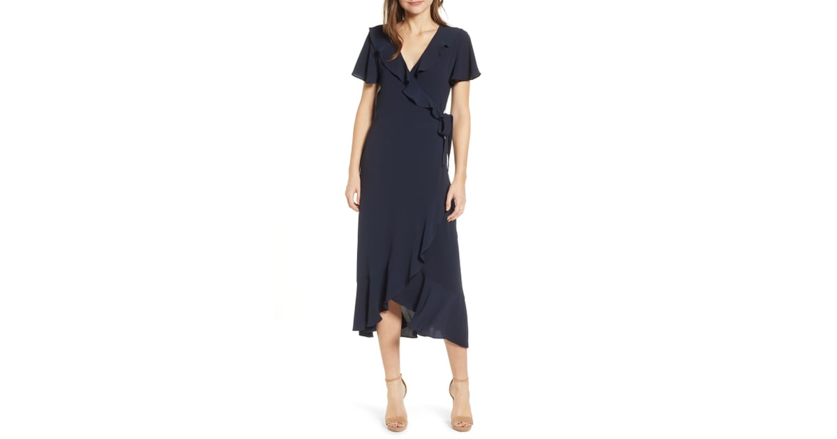 chelsea28 ruffle wrap dress