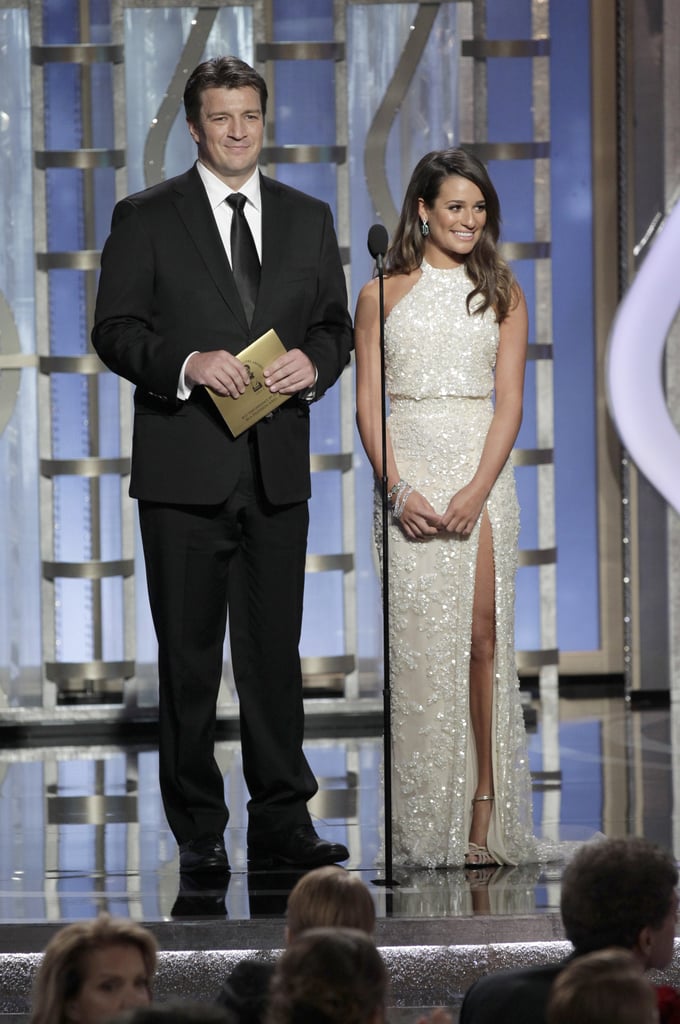 Lea Michele and Nathan Fillion presented together.
Lea Michele and Nathan Fillion presented together.