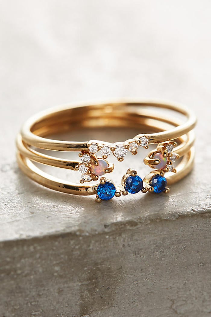 Anthropologie Serene Sapphire Ring Set