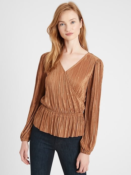 Banana Republic Plisse Wrap-Effect Top